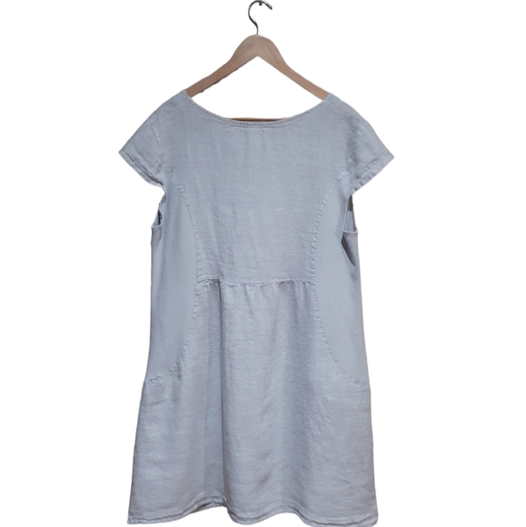 Lea Rigoli Women's Dress Italian Linen Gray Stretch Panels Pockets Plus Size 1XL - Picture 2 of 7